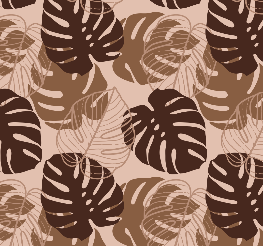 Vinylmatta natur brun ton monstera deliciosa - Tenstickers