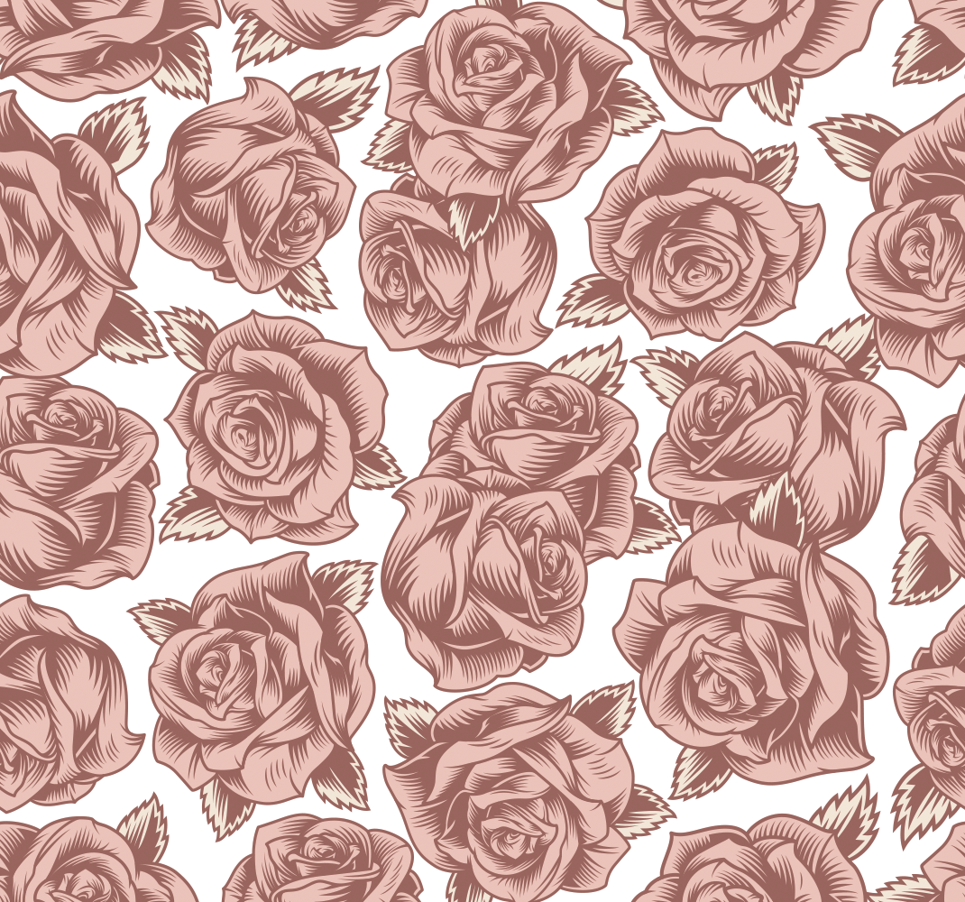 Vinylmatta natur retro rosor - Tenstickers