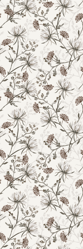 Vinylmatta natur vintage beige blommor minimalistisk design - Tenstickers