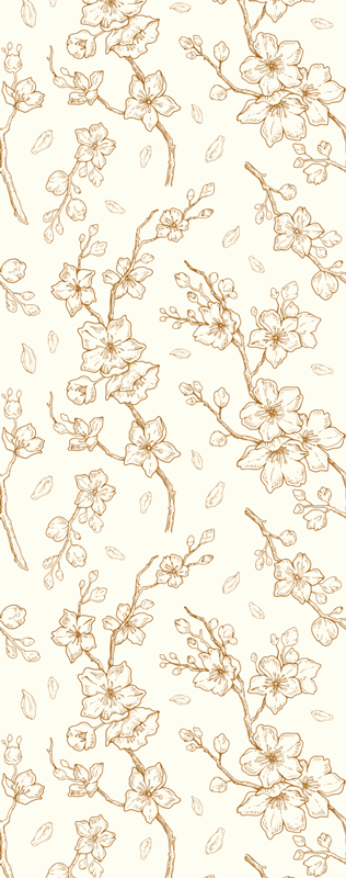Vinylmatta natur krämfärgad blomma körsbärsblomma - Tenstickers