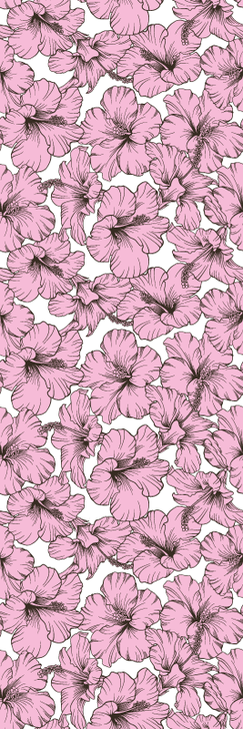Vinylmatta natur med rosa hibiskusmönster - Tenstickers