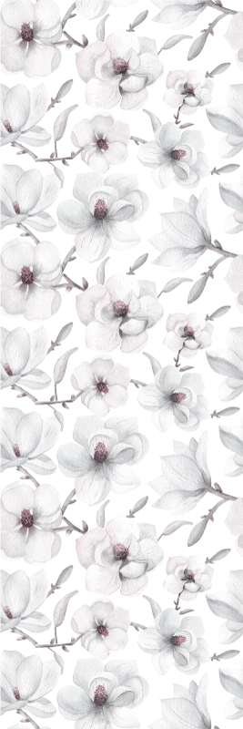 Vinylmatta natur med elegant gren och magnolia blommor - Tenstickers
