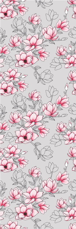 Vinylmatta natur med magnolior på silverbakgrund - Tenstickers