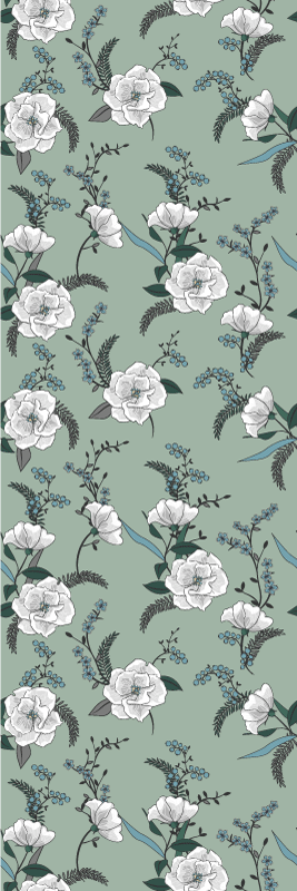Vinylmatta natur vacker vit magnolia träd - Tenstickers