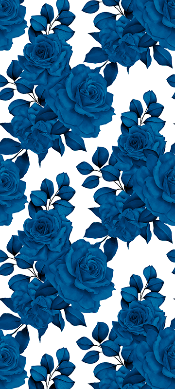 Vinylmatta natur "ny nostalgi" blå blommor - Tenstickers