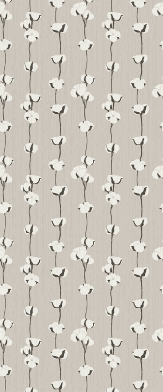 Vinylmatta natur med konstnärliga bomullblommor - Tenstickers