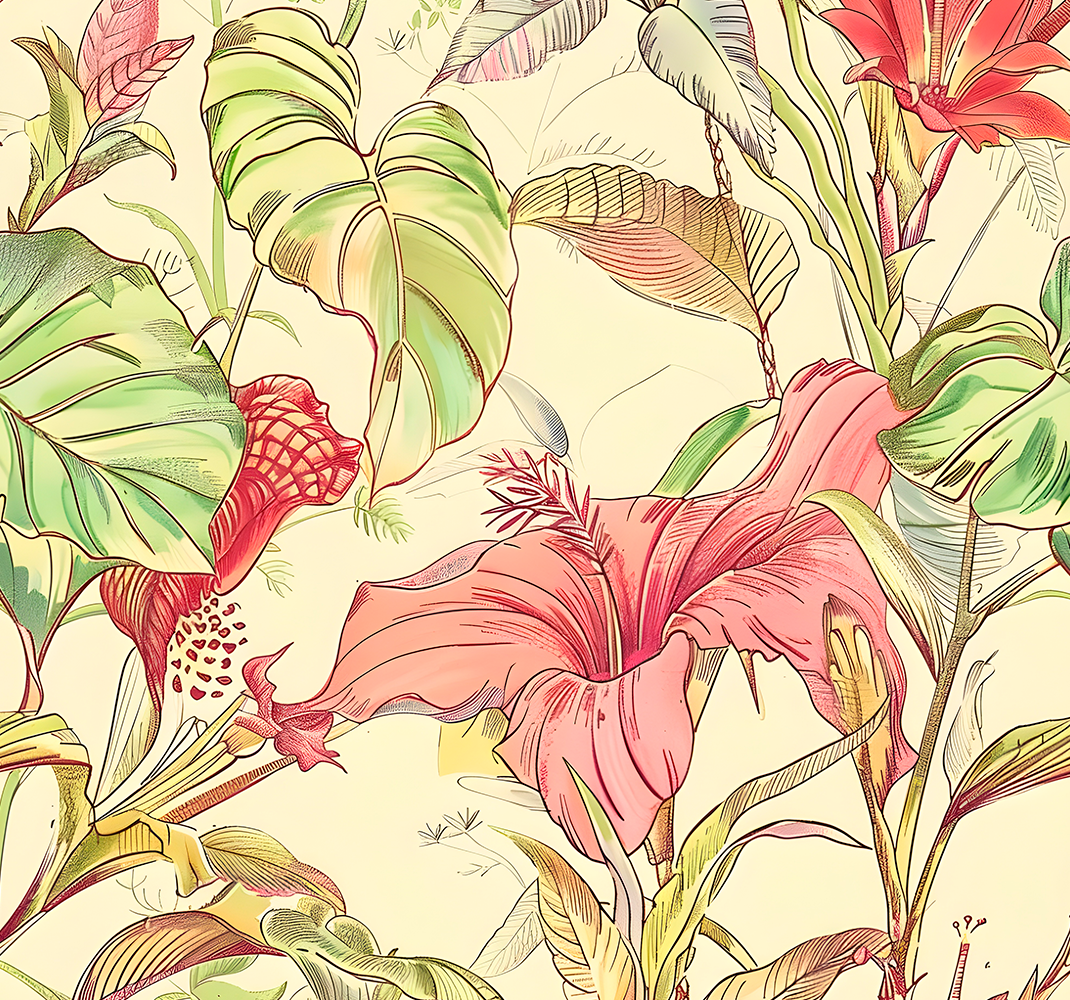 Vinylmatta natur med engelska blommor mönster - Tenstickers
