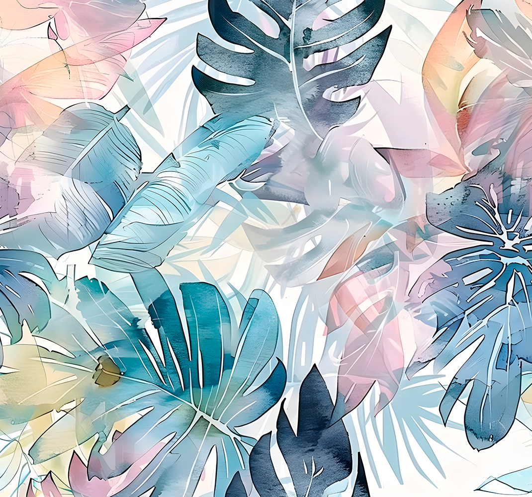 Vinylmatta natur stora ritade blad - Tenstickers