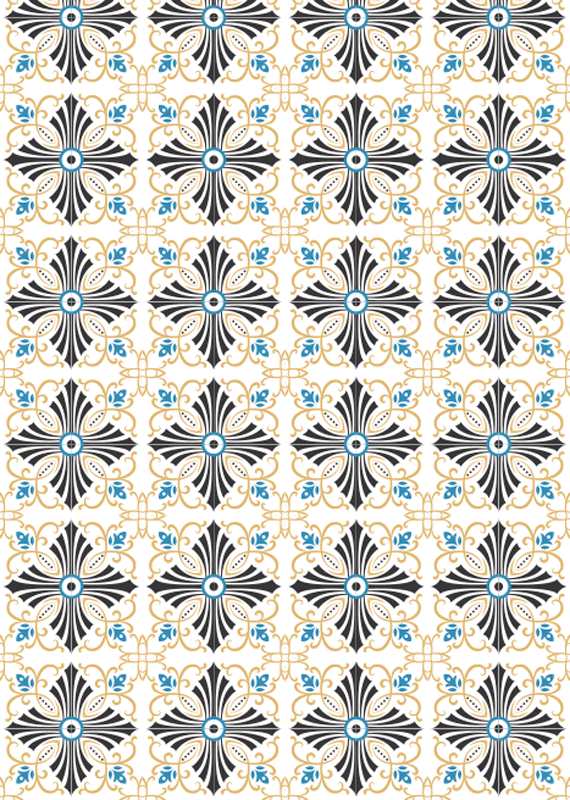 Vinylmatta årgång vintage korsspiral design - Tenstickers