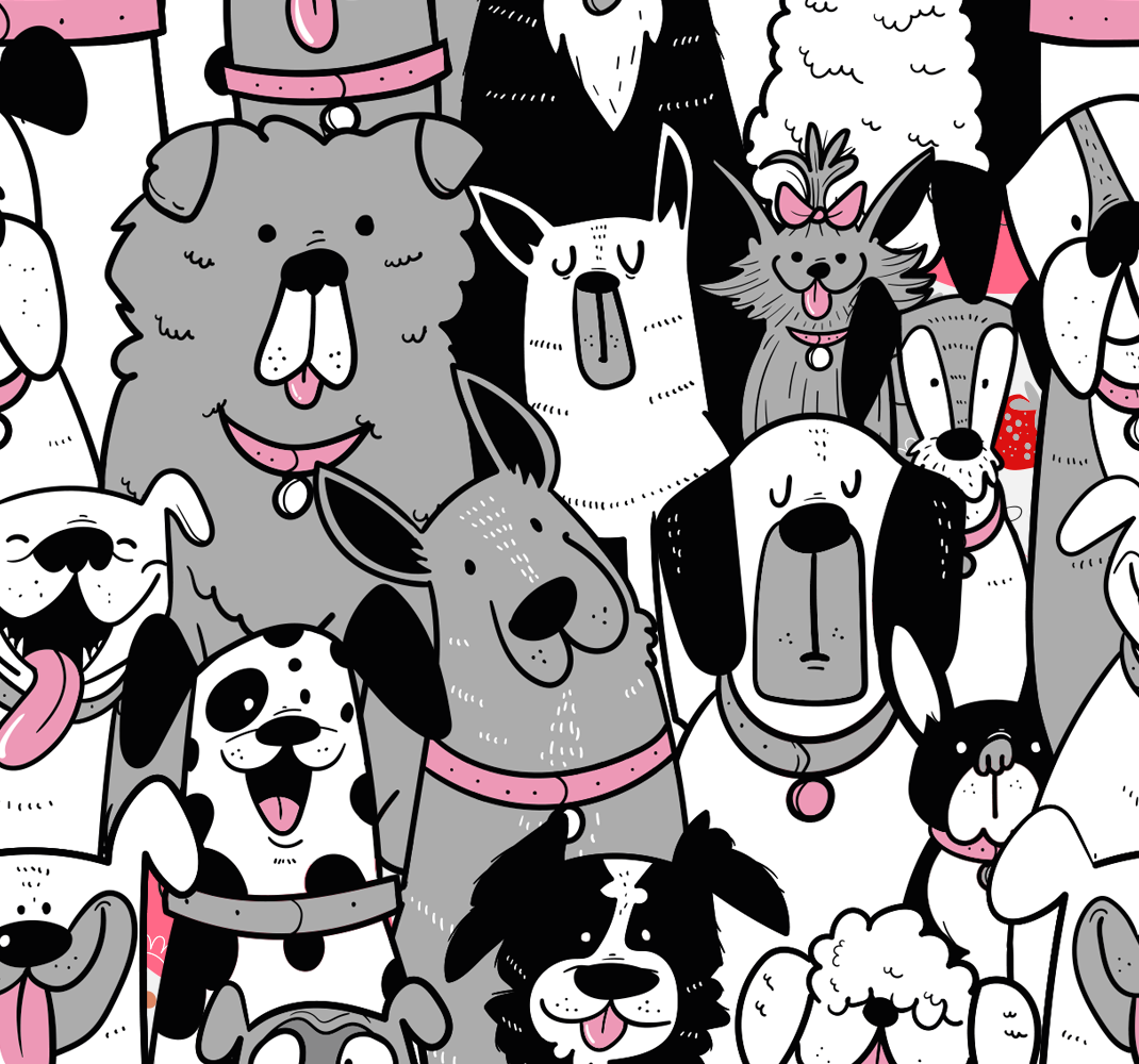 Vinylmatta djur tapet för barn med hundkonturer - Tenstickers