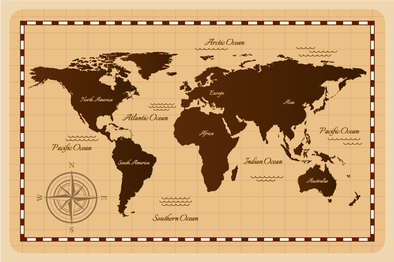 Vinylmatta världskarta atlas - Tenstickers