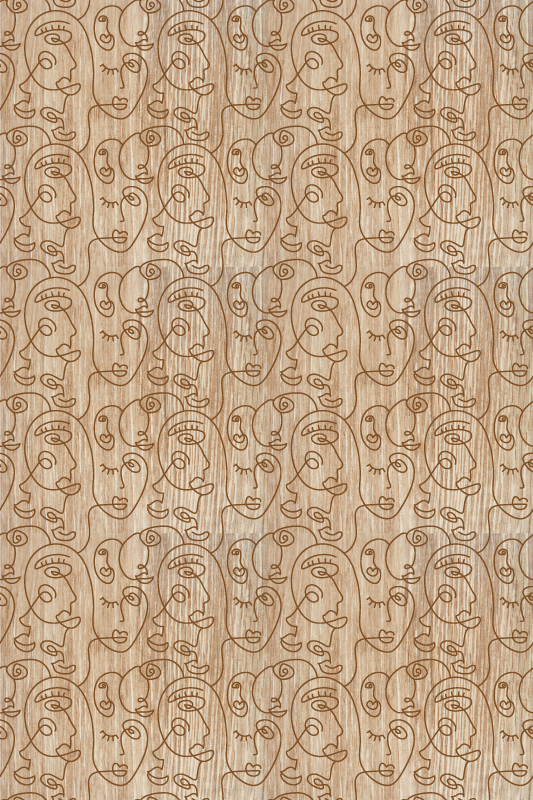 Vinylmatta textur abstrakt beige tecknade kvinnor - Tenstickers