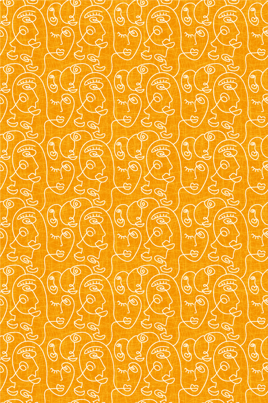 Vinylmatta textur abstrakt orange ritad kvinna - Tenstickers