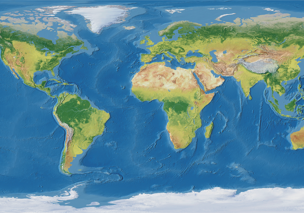 Vinylmatta världskarta geografisk realistisk världskarta - Tenstickers