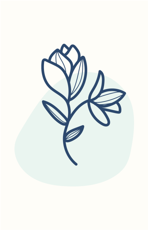 Vinylmatta blommor och växter botanisk konturillustration - Tenstickers
