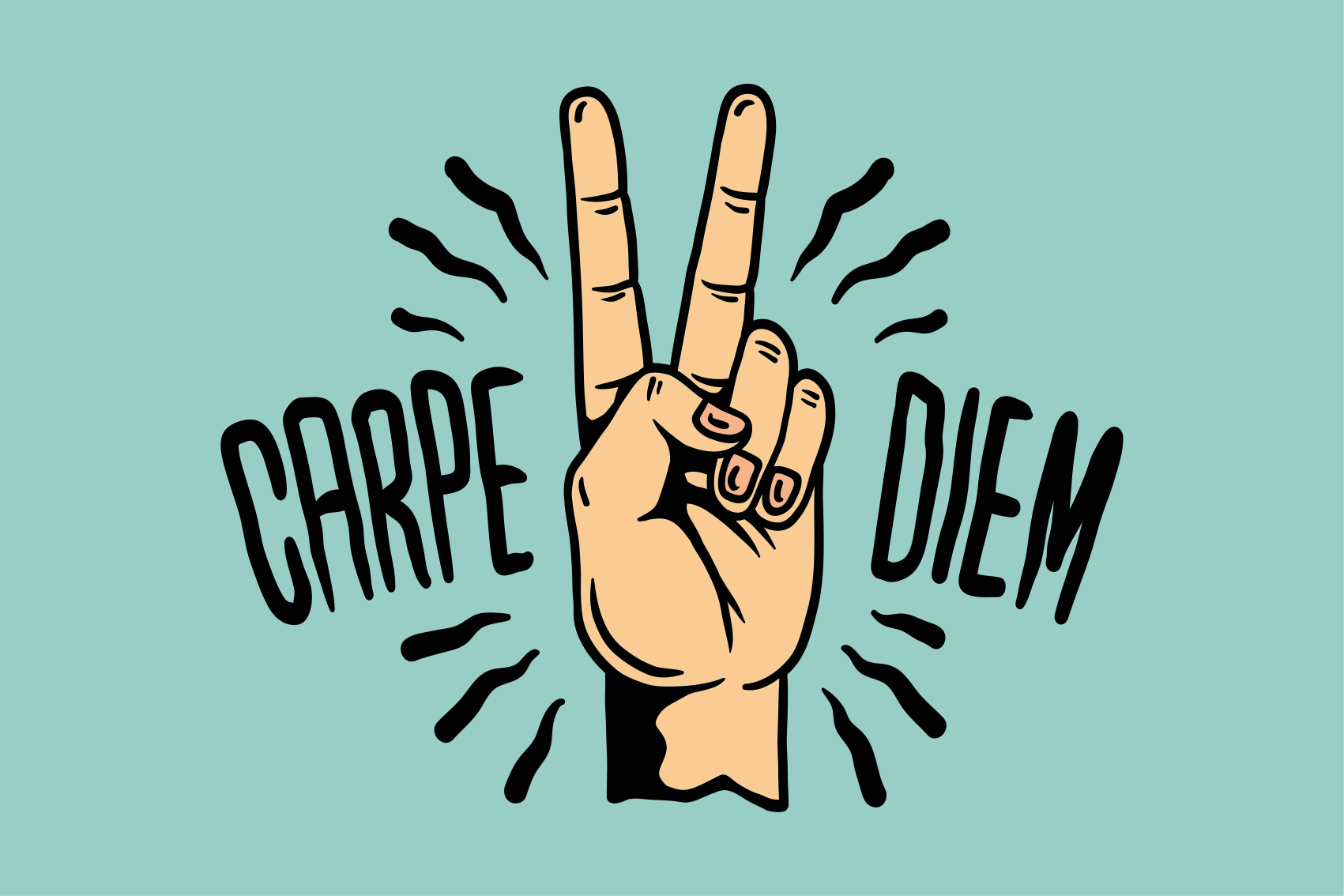 Vinylmattor med fraser carpe diem fred handillustration - Tenstickers
