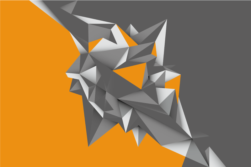 Vinylmatta geometrisk grå och orange abstrakta former - Tenstickers