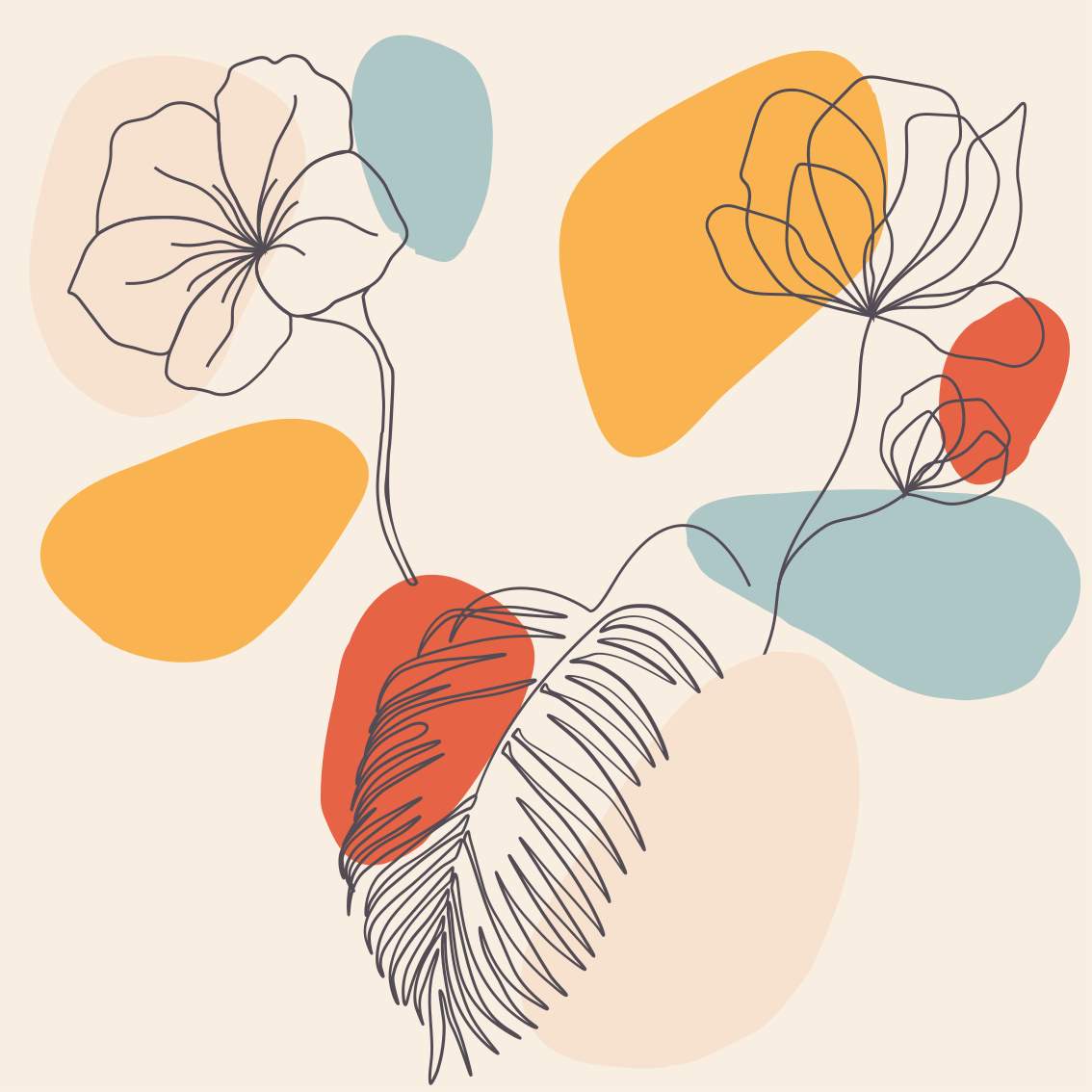 Vinylmatta geometrisk botanisk väggkonst - Tenstickers