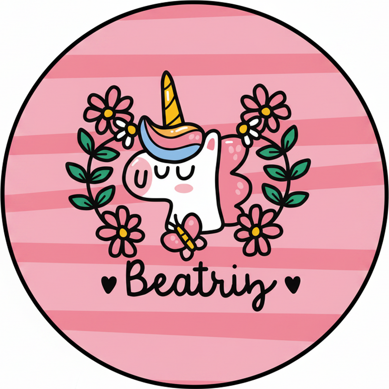 Vinylmatta barn söt blommig enhörning - Tenstickers