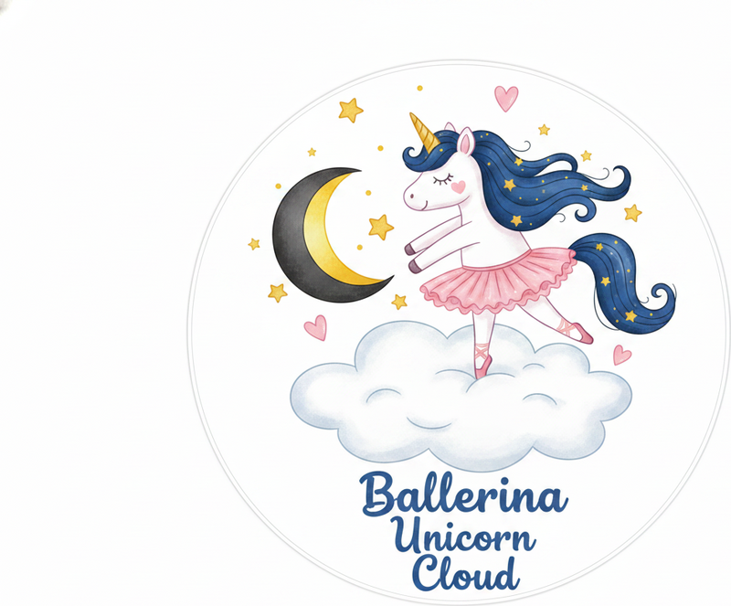 Vinylmatta barn ballerina enhörning på moln - Tenstickers