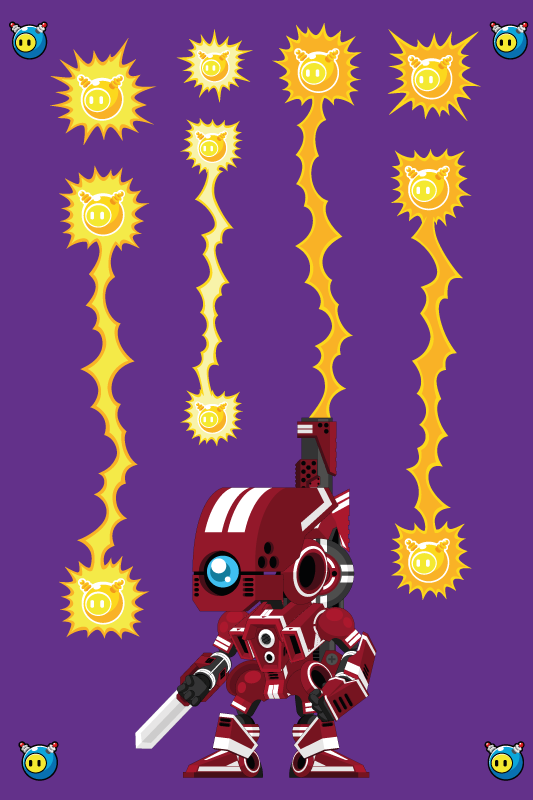 Vinylmatta spel robot skjuter upp - Tenstickers