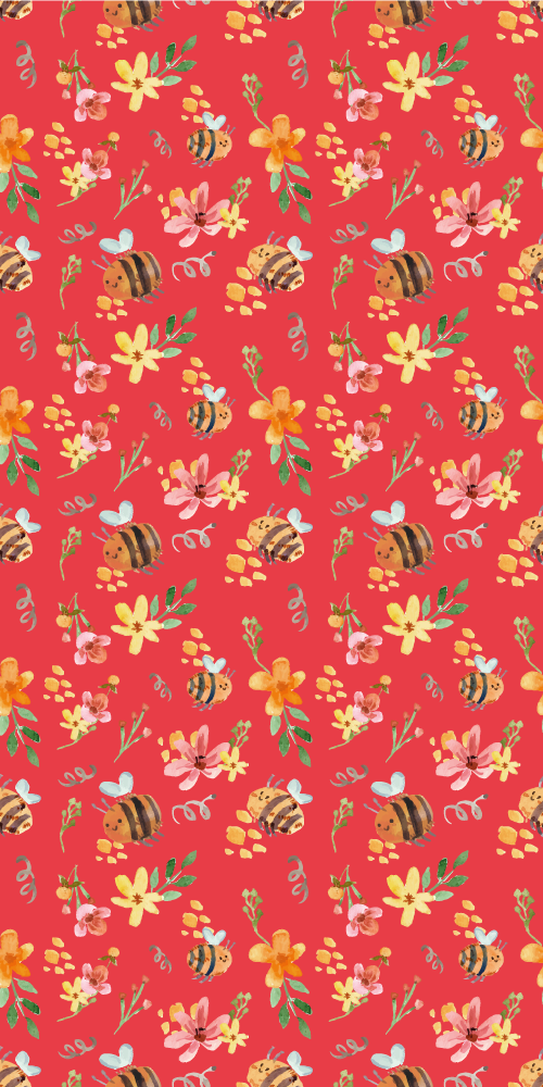 Vinylmatta vardagsrum retro bin och blommor - Tenstickers