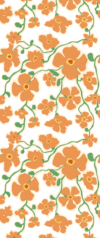Vinylmatta vardagsrum gröna orange prästkragar - Tenstickers