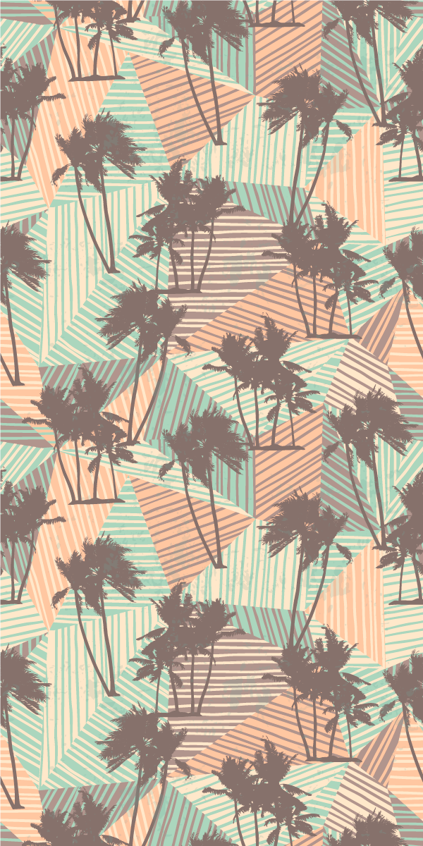 Vinylmatta vardagsrum palms och trianglar mönster - Tenstickers