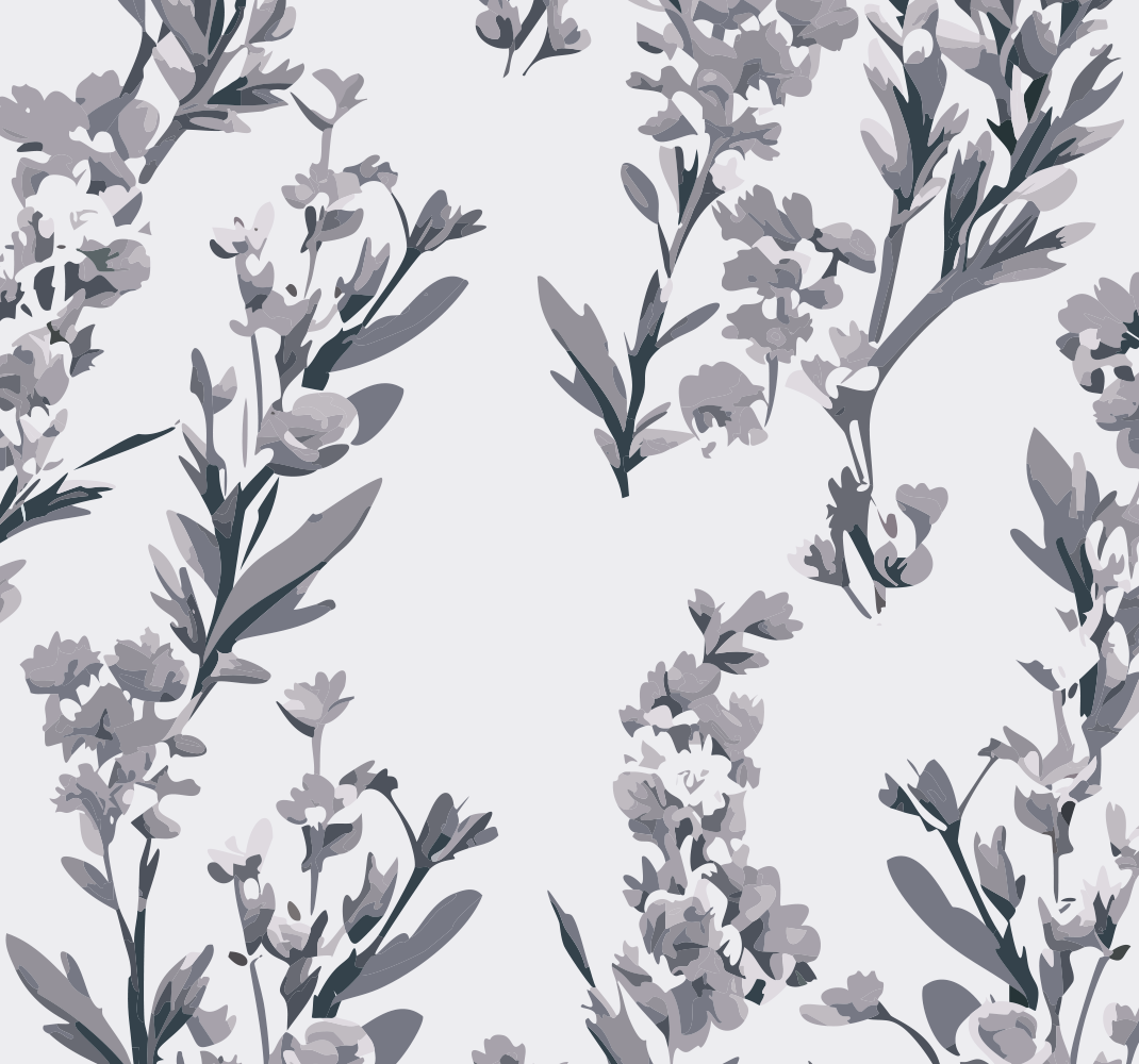 Vinylmatta grå med blommönster - Tenstickers