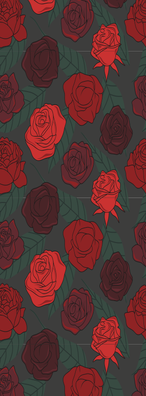 Flera rosor och blad vinylmatta entré - Tenstickers