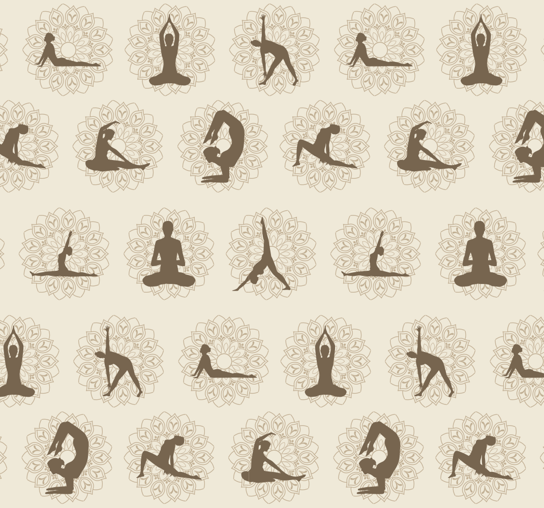 Vinylmatta beige bruna yogasymboler - Tenstickers