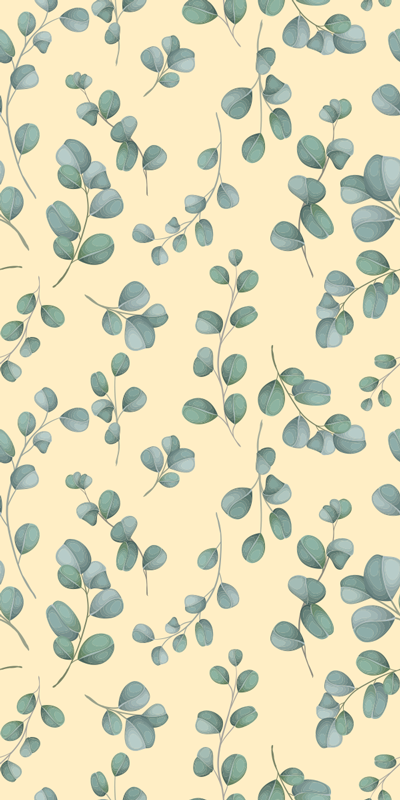 Vinylmatta beige eucalyptusbladmönster - Tenstickers