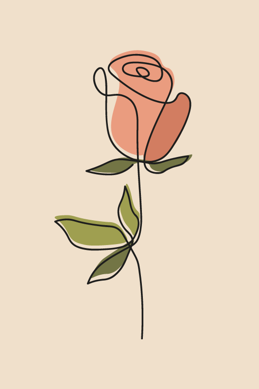 Vinylmatta beige en rad kontinuerliga blommor - Tenstickers