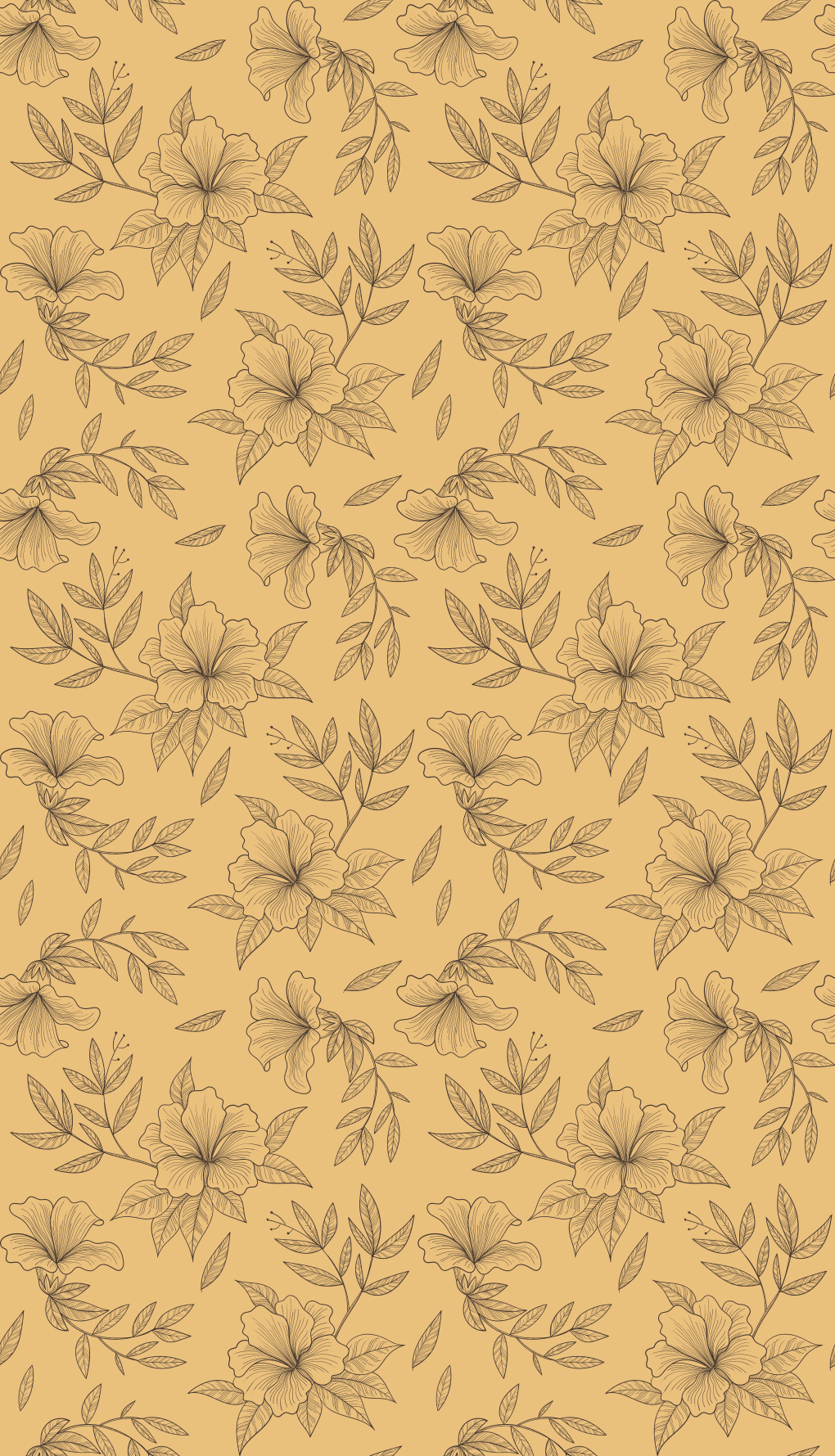 Vinylmatta beige vackra silhuettblommor - Tenstickers