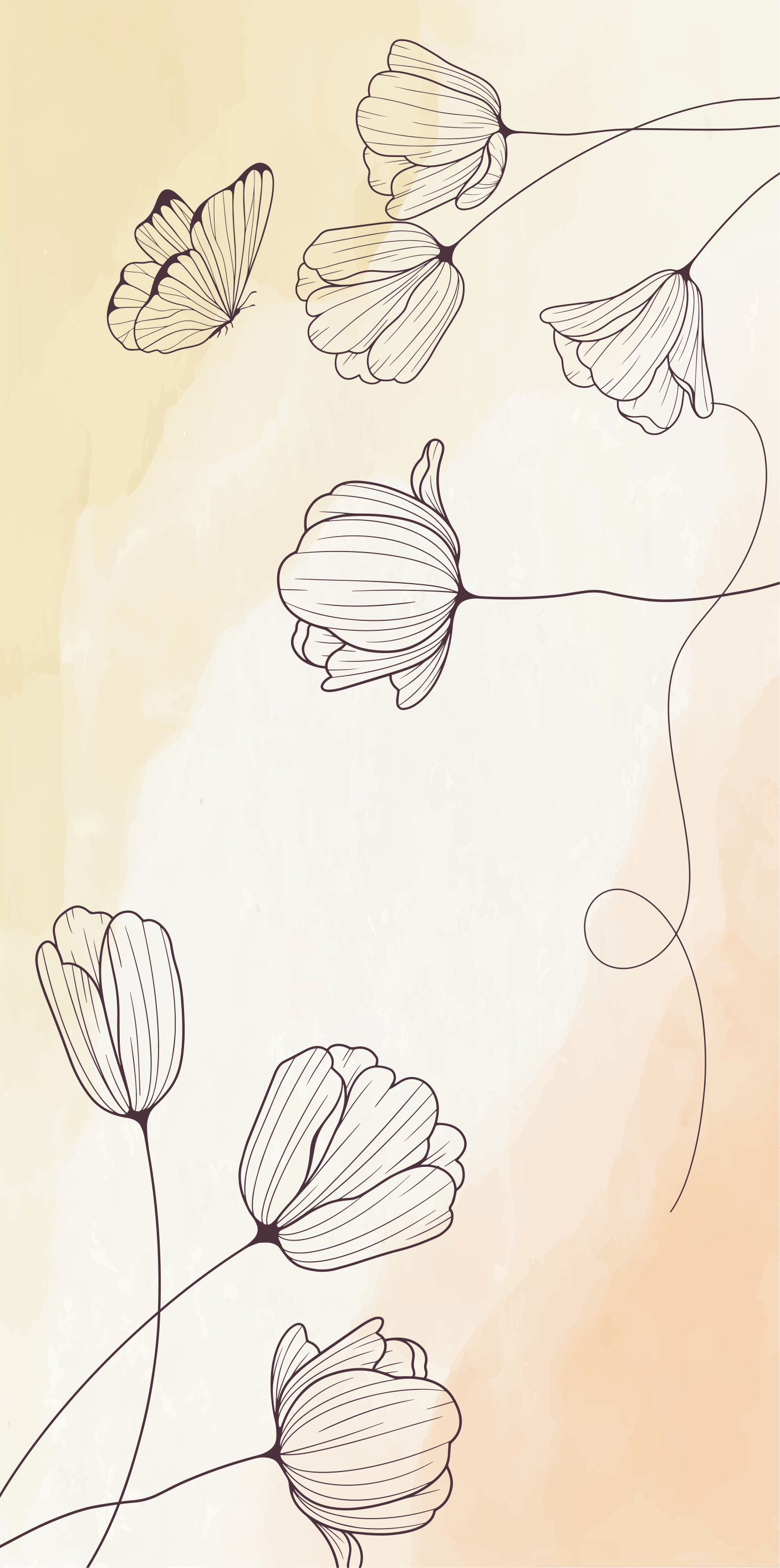 Stora blommor vinylmatta beige - Tenstickers