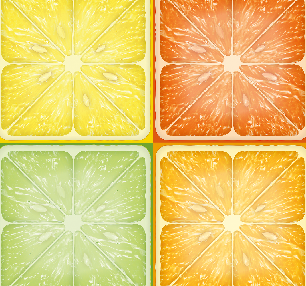Vinylmatta gul färgglad citrusstruktur - Tenstickers