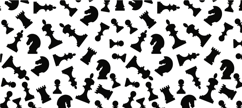 Vinylmatta vit med svarta schackpjäser - Tenstickers