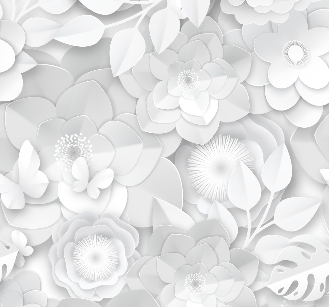Vinylmatta vit 3d vita blommor - Tenstickers