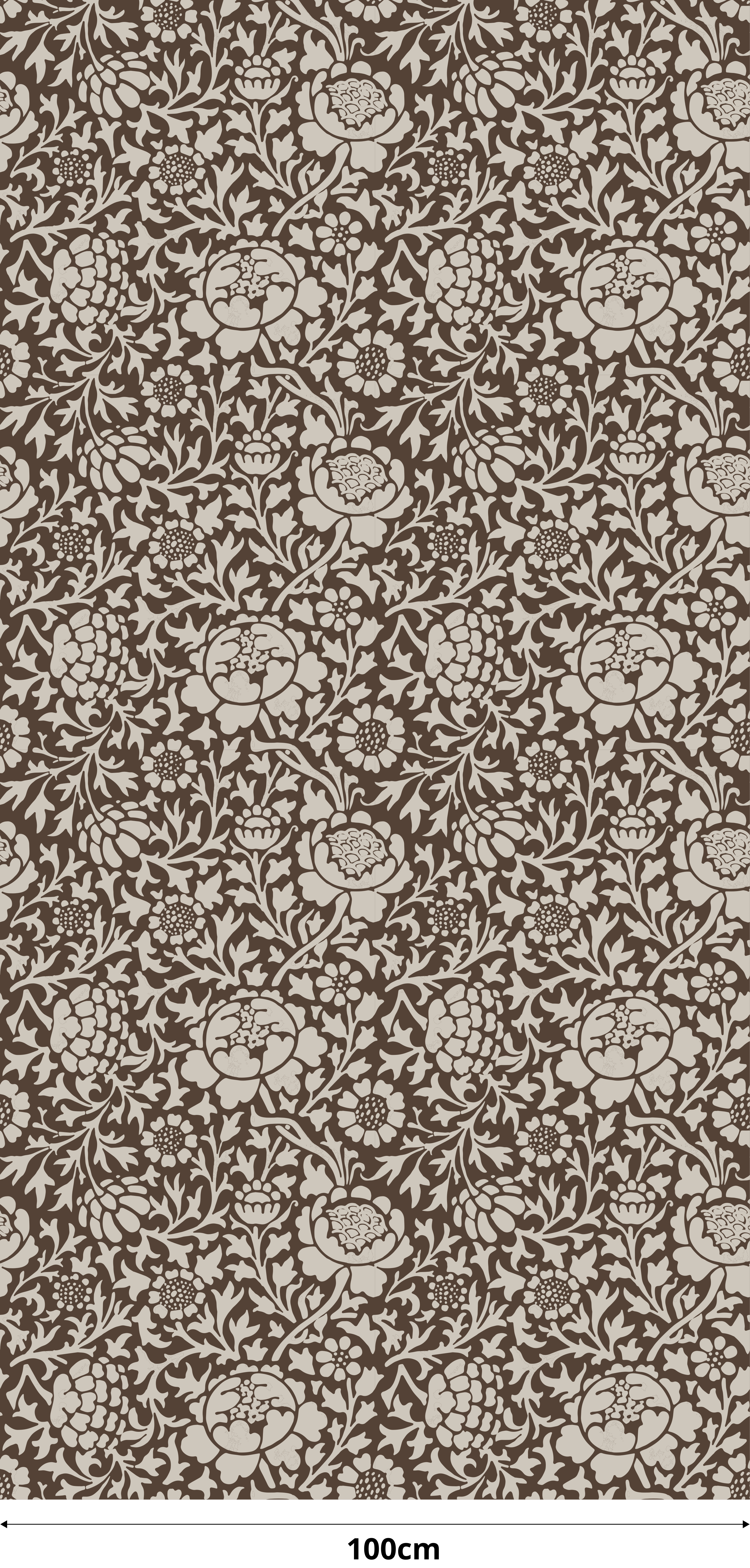 Vinylmatta brun med vintage blommönster - Tenstickers
