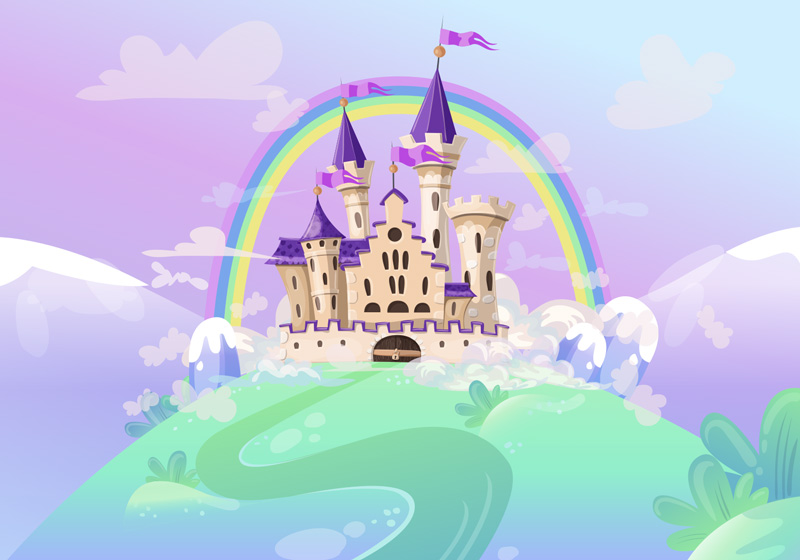 Vinylmatta lila prinsessk castle fototapet - Tenstickers