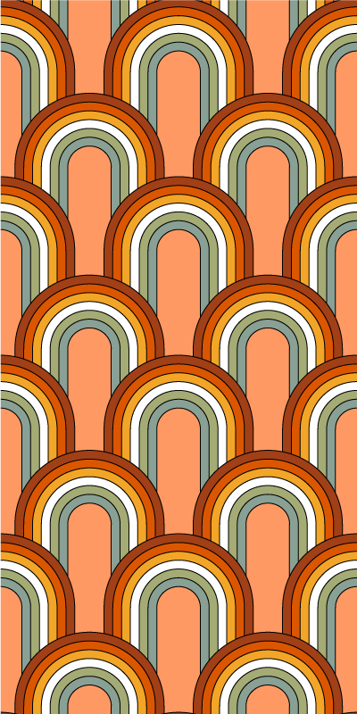 Vinylmatta orange regnbågsinspirerat 70-talsmönster - Tenstickers