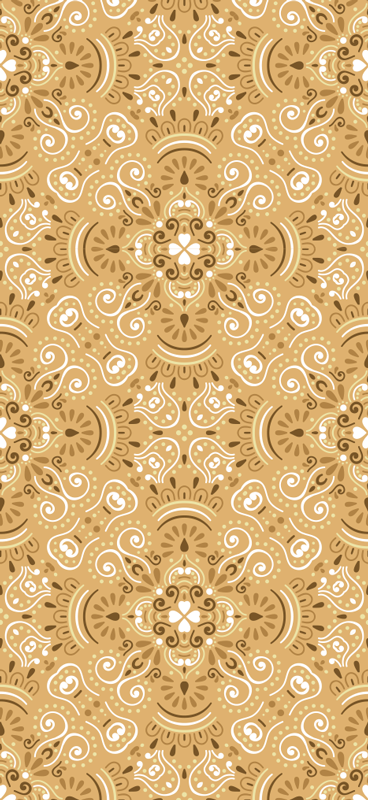 Vinylmatta orange vintage beige ornamentmönster - Tenstickers