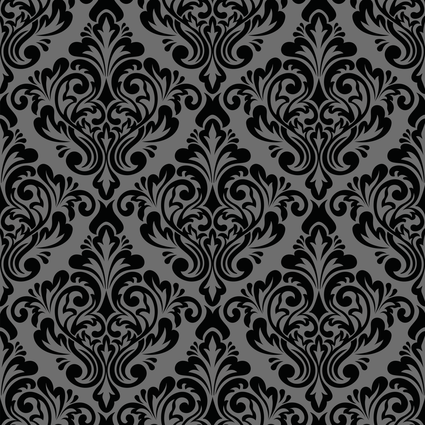 Vinylmatta svart vintage svart damask - Tenstickers