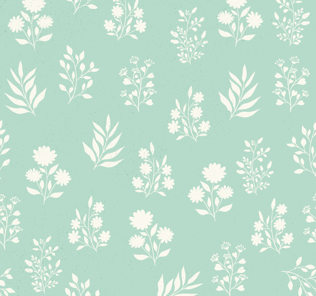 Vinylmatta grön små blommor mönster - Tenstickers