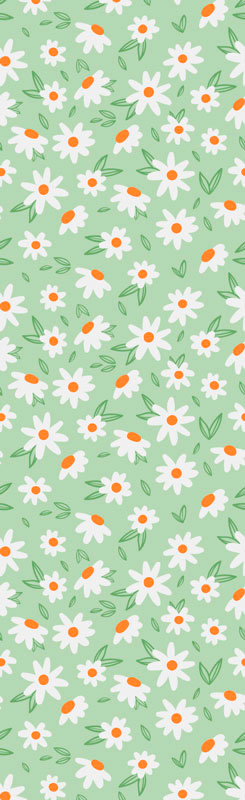 Vinylmatta grön margarita blommor - Tenstickers