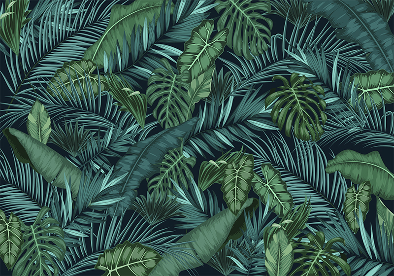 Vinylmatta grön jungle fototapet - Tenstickers