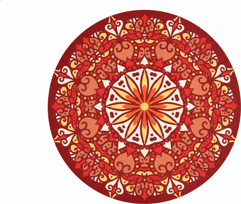 Vinylmatta röd lyxig ornamentell färgglad mandala - Tenstickers