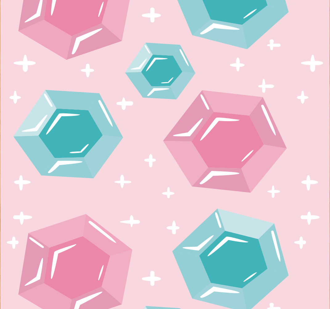 Vinylmatta rosa geometriska juveltonade stenar - Tenstickers