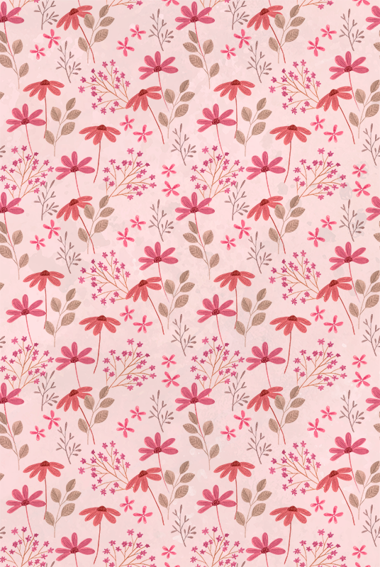 Vinylmatta rosa med små rosa blommor - Tenstickers