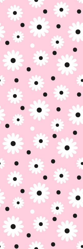 Vinylmatta rosa mönster med rosa svarta prickar - Tenstickers